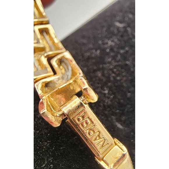 Vintage Napier Gold-Plated Link Bracelet 80s Chunky Style Retro MCM - Picture 3 of 4